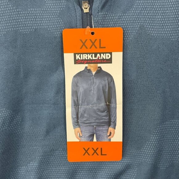 NEW Kirkland Signature Mens XXL Blue Quarter-Zip Long-Sleeve Pullover Sweatshirt - Picture 5 of 7